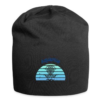 Retro logo astrological sign "Aquarius" - Jersey Beanie - black - Front