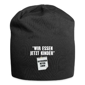 Wir Essen Jetzt Kinder Satzzeichen Retten Leben - Jersey-Beanie - Schwarz - Vorne