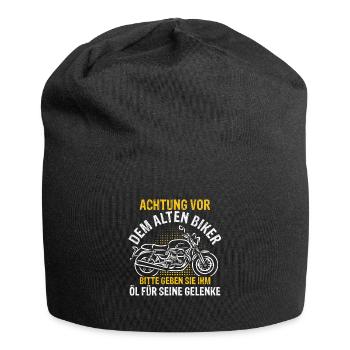 Biker Urlaub Motorrad Rentner Geschenk Motorradlie - Jersey-Beanie - Schwarz - Vorne