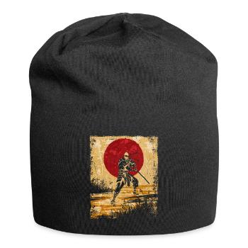 Ninja Japanese Art Vintage Fighter Retro - Jersey Beanie - black - Front