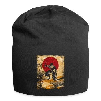 Ninja Japanese Art Vintage Fighter Retro - Jersey Beanie - black - Front