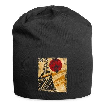 Ninja Japanese Art Vintage Fighter Retro - Jersey Beanie - black - Front