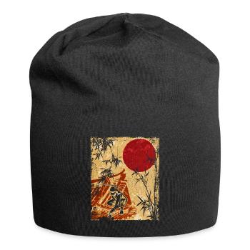 Ninja Japanese Art Vintage Fighter Retro - Jersey Beanie - black - Front