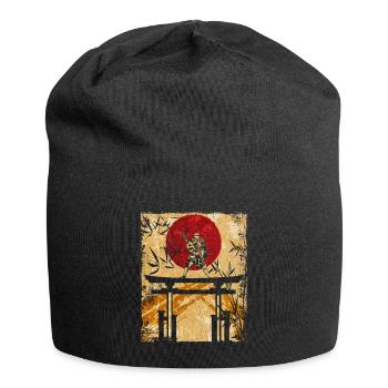 Ninja Japanese Art Vintage Fighter Retro - Jersey Beanie - black - Front