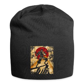 Ninja Japanese Art Vintage Fighter Retro - Jersey Beanie - black - Front
