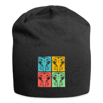 Éléphant Pop Art Animal - Bonnet en jersey - noir - Devant