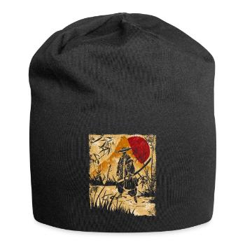 Samurai Japanese Art Vintage Fighter Retro - Jersey Beanie - black - Front