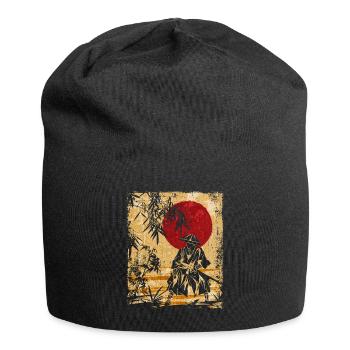 Samurai Japanese Art Vintage Fighter Retro - Jersey Beanie - black - Front