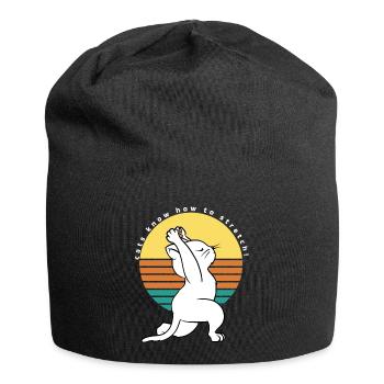 Cats Know How To Stretch! Retro Yoga Cat - Jersey Beanie - black - Front