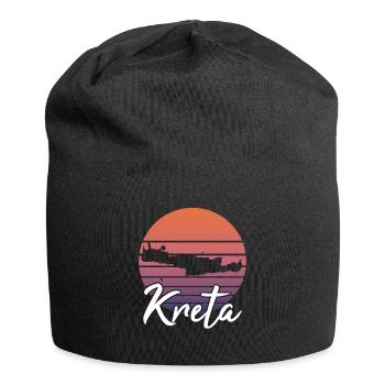 Kreta Insel Karte Urlaub Retro Vintage Geschenk - Jersey-Beanie - Schwarz - Vorne