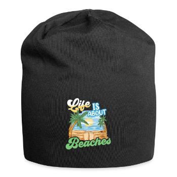 Life consists of beaches beach beach holidays - Jersey Beanie - black - Front