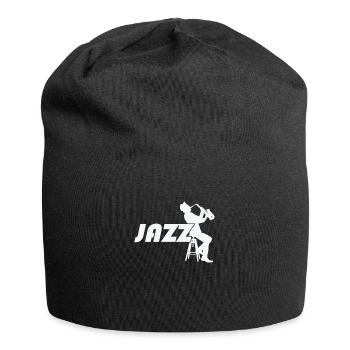 Jazz mit Saxophone auf einem Barhocker - Jersey-Beanie - Schwarz - Vorne