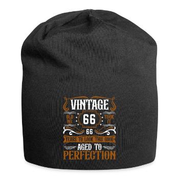 66. Geburtstag Vintage Retro - Jersey-Beanie - Schwarz - Vorne
