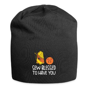 Button Thread Sibling Goals Big Brother Sister Pun - Jersey Beanie - black - Front