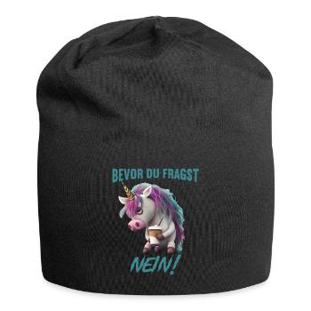 Bevor du fragst Nein - Jersey-Beanie - Schwarz - Vorne