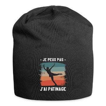 Je Peux Pas J'ai Patinage Patineur - Bonnet en jersey - noir - Devant