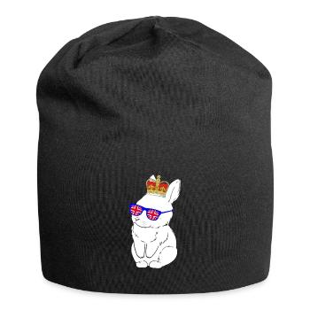 Rabbit Queen Elizabeth II British Crown - Jersey Beanie - black - Front