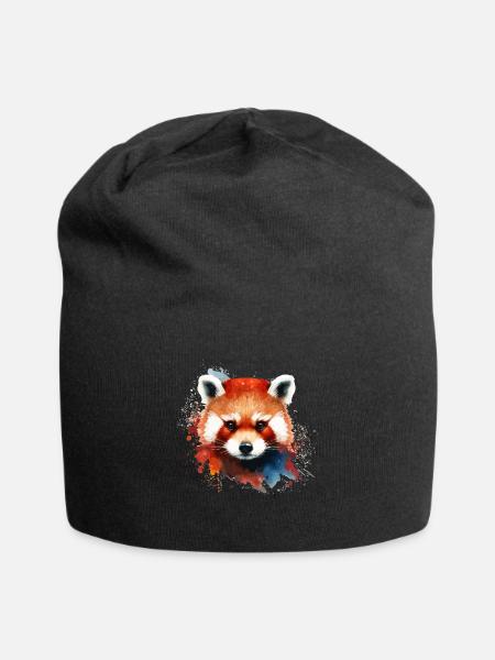 Cute red panda colorful for red panda lovers - Jersey Beanie - black