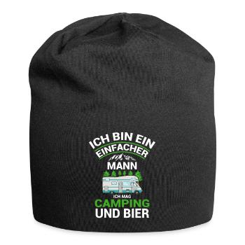 Ich Bin Ein Einfacher Mann Ich Mag Camping Und - Jersey-Beanie - Schwarz - Vorne