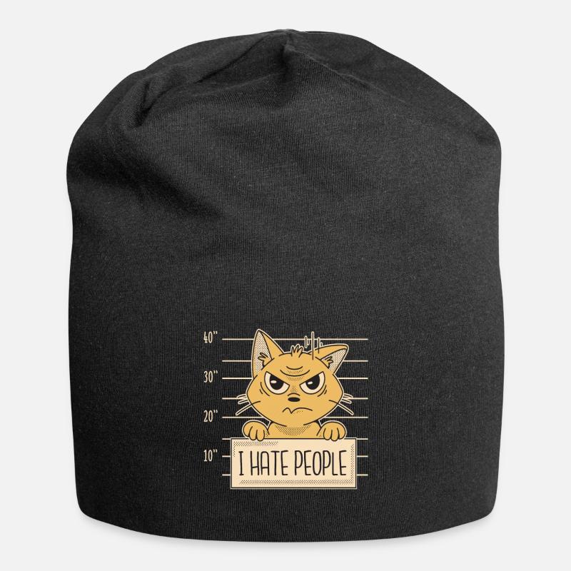 Katze I Hate People Ich hasse Menschen - Jersey-Beanie - Schwarz