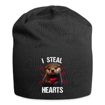 Je vole des cœurs Loutre - Bonnet en jersey - noir - Devant