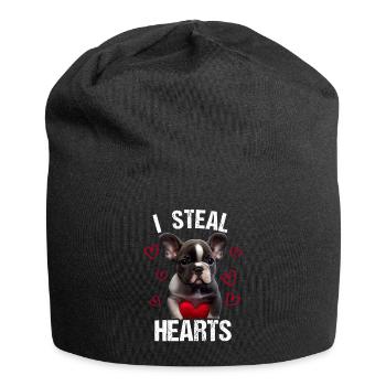Je vole des cœurs chien Frenchie français bulldog - Bonnet en jersey - noir - Devant
