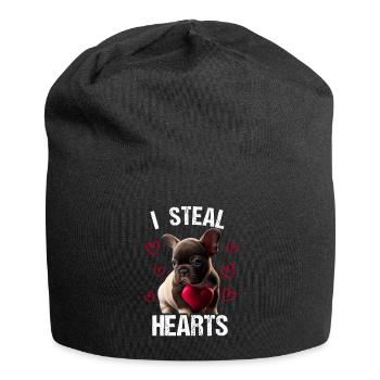 Je vole des cœurs chien Frenchie français bulldog - Bonnet en jersey - noir - Devant