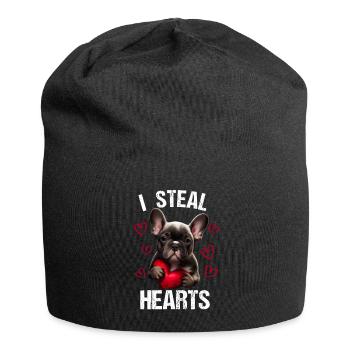 Je vole des cœurs chien Frenchie français bulldog - Bonnet en jersey - noir - Devant