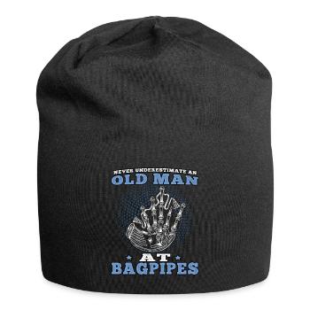 Alter Mann am Dudelsack schottische Sackpfeife - Jersey-Beanie - Schwarz - Vorne
