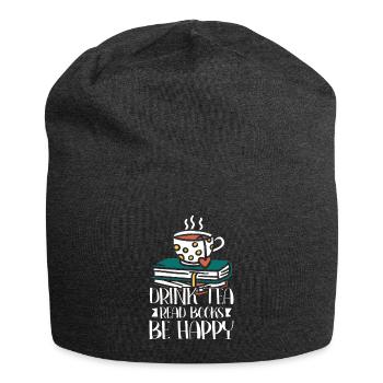 Boire du thé Lire des livres Être heureux - Bonnet en jersey - charbon - Devant