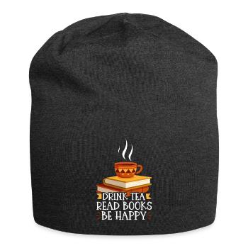 Boire du thé Lire des livres Être heureux - Bonnet en jersey - charbon - Devant
