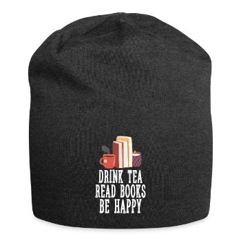 Boire du thé Lire des livres Être heureux - Bonnet en jersey - charbon - Devant