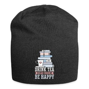 Boire du thé Lire des livres Être heureux - Bonnet en jersey - charbon - Devant