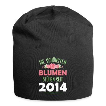 Jahrgang 2014 Blumen Spruch Geburtstag Geschenk - Jersey-Beanie - Schwarz - Vorne