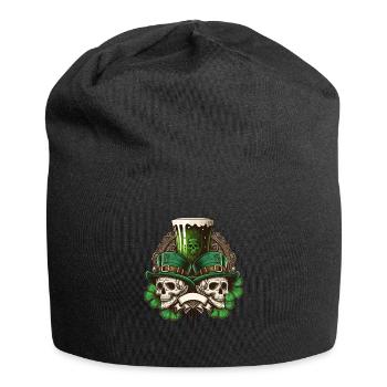 Crâne irlandais Irlande Trèfle vert Saint-Patrick - Bonnet en jersey - noir - Devant