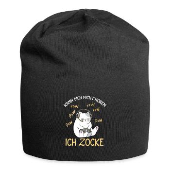Kann Dich Nicht Hören Ich Zocke Gamer Katze - Jersey-Beanie - Schwarz - Vorne