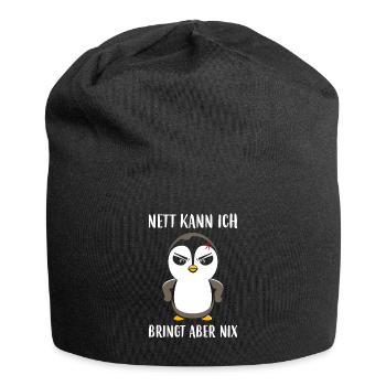 Pinguin Nett Kann Ich Auch Bringt Aber Nix - Jersey-Beanie - Schwarz - Vorne