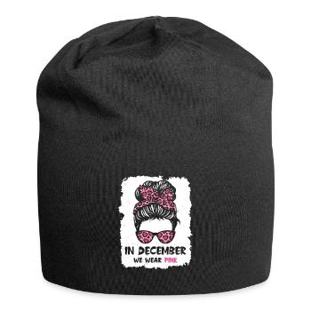 En décembre, nous portons un chignon rose en désordre cancer du sein - Bonnet en jersey - noir - Devant