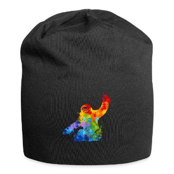 Faultier Splash Art Tierliebhaber - Jersey-Beanie - Schwarz - Vorne