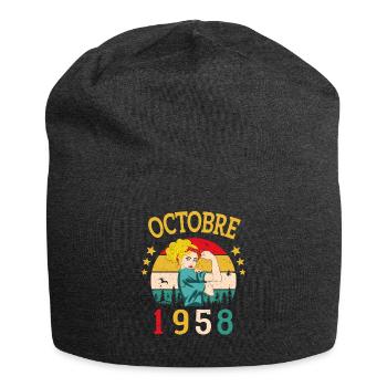 Octobre 1958 Anniversaire Vintage Idée Cadeau - Bonnet en jersey - charbon - Devant