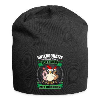 Hühner Alter Mann Spruch Hühnerliebhaber Geschenk - Jersey-Beanie - Schwarz - Vorne