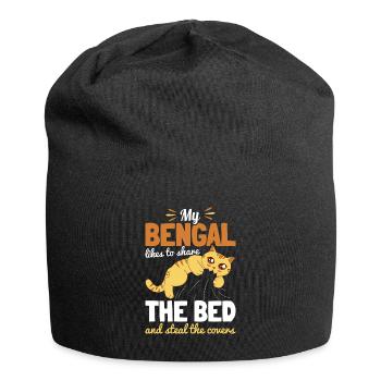 Bengal Katze Im Bett Katzenmama Katzenpapa Geschen - Jersey-Beanie - Schwarz - Vorne