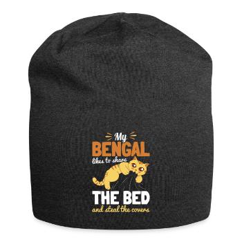 Bengal cat in bed cat mom cat daddy geschen - Jersey Beanie - charcoal grey - Front