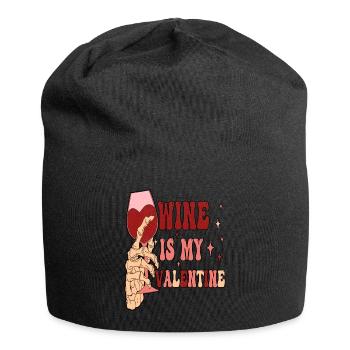 Le vin est ma Saint-Valentin anti Saint-Valentin - Bonnet en jersey - noir - Devant