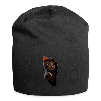 Cat Cute Kitten Cracked Cat Lovers Cats - Jersey Beanie - black - Front