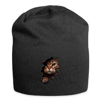 Cat Cute Kitten Cracked Cat Lovers Cats - Jersey Beanie - black - Front