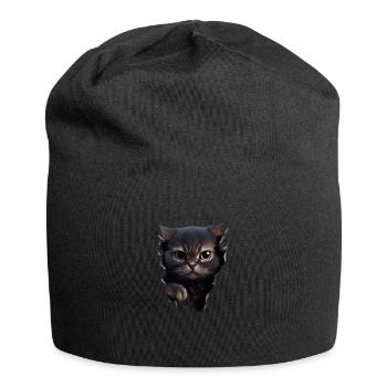 Cat Cute Kitten Cracked Cat Lovers Cats - Jersey Beanie - black - Front