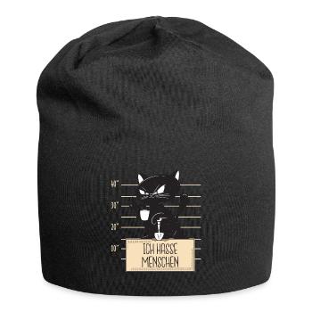 Katze Ich hasse Menschen - Jersey-Beanie - Schwarz - Vorne