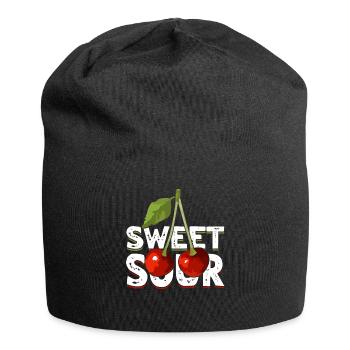 Sour cherries twin siblings design - Bonnet en jersey - noir - Devant