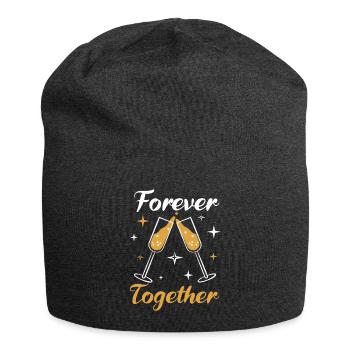 Zwillings Geschwister Party mit Sektglas - Jersey-Beanie - Anthrazit - Vorne